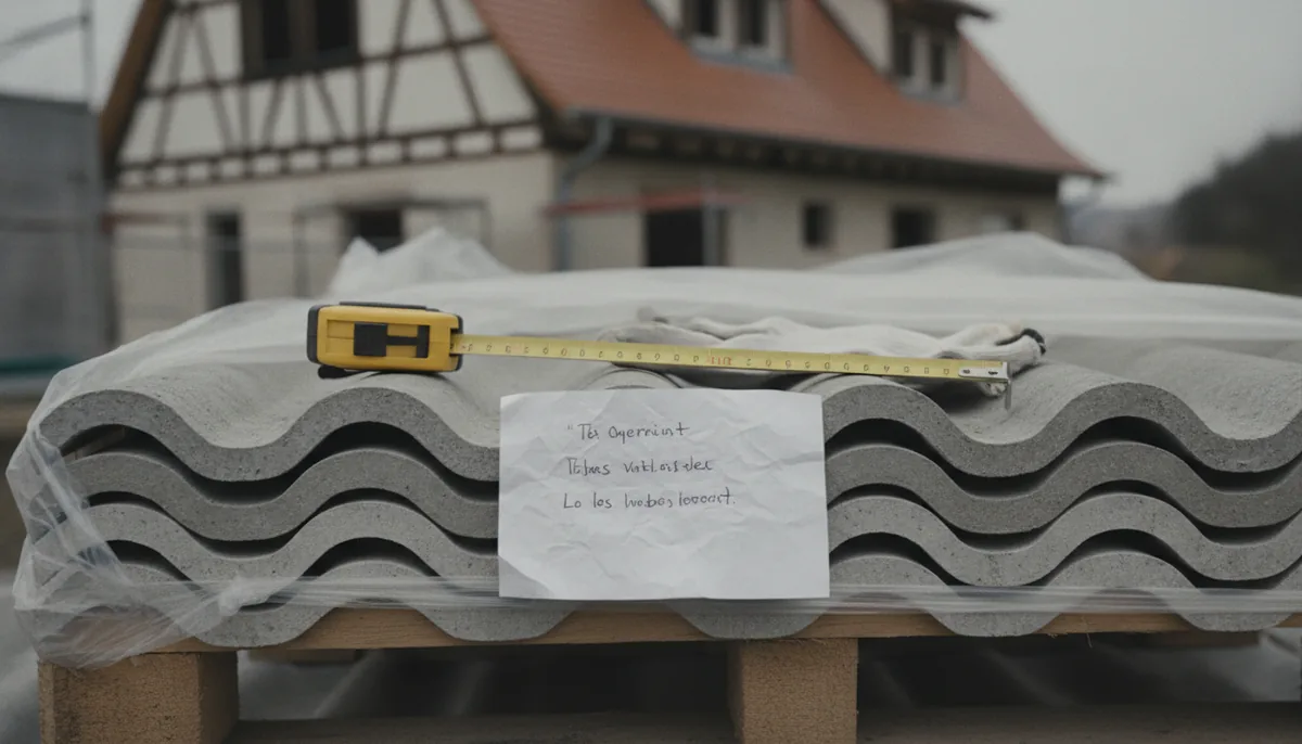 Devis de désamiantage posé sur une palette de plaques de fibrociment à Strasbourg