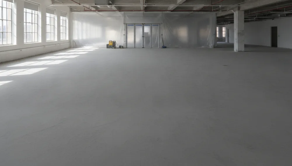 Plateau de bureaux libéré de ses dalles et de sa colle