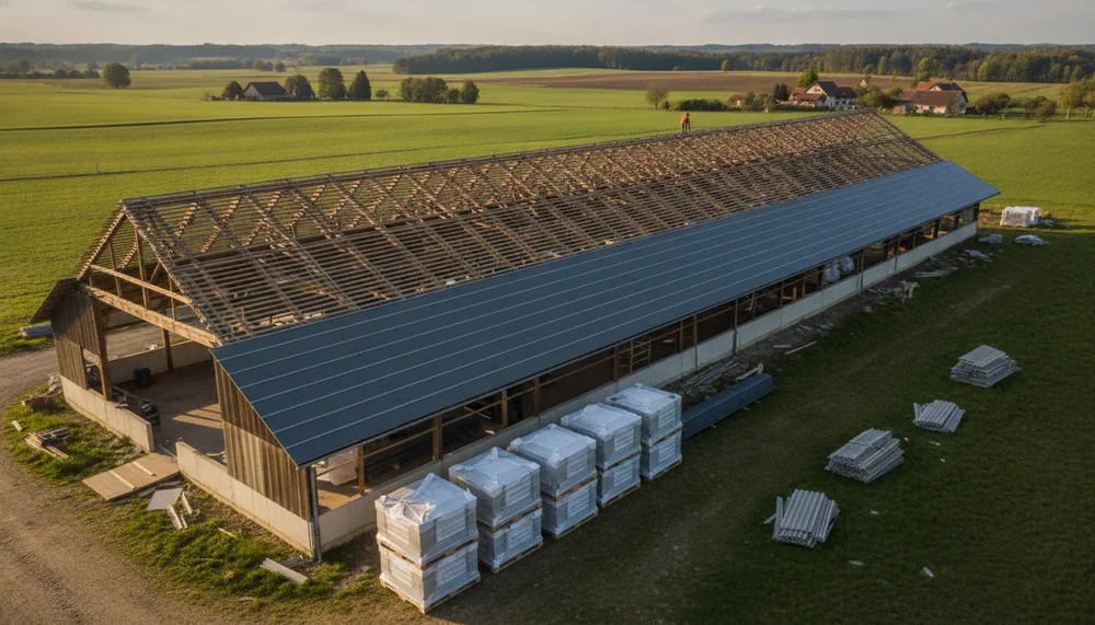 Toiture de bâtiment agricole entièrement remplacée